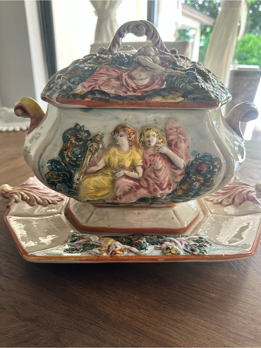 Antique: Capodimonte/Italian Porcelain/Tureen w/Lid and Underplate.
